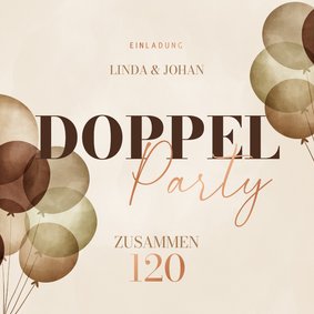 Einladungskarte Doppelparty 120 Luftballons 