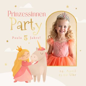 Einladungskarte Foto Prinzessinnen Party Kindergeburtstag