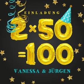 Einladungskarte Geburtstagsparty 2x50=100