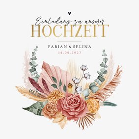 Einladungskarte Hochzeit Bohemian Flowers