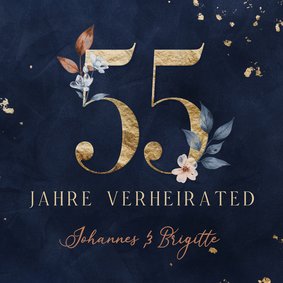 Einladungskarte Hochzeitsjubiläum 55 Jahre Aquarell Blumen