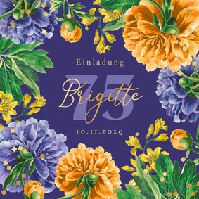 Einladungskarte klassisch Geburtstag Blumen