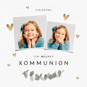 Einladungskarte Kommunion Fotos & Herzchen