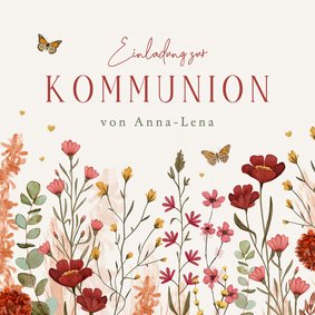 Einladungskarte Kommunion Wildblumen