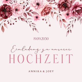 Einladungskarte Rosengesteck rosa Hochzeit