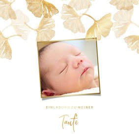 Einladungskarte Taufe Foto & Ginkgo Stempel