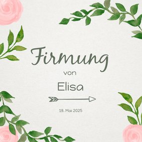 Einladungskarte zur Firmung Rosen und Zweige