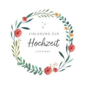 Einladungskarte zur Hochzeit Blumenornamente