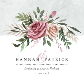 Einladungskarte zur Hochzeit Rosen & Marmor