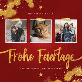 Elegante Weihnachtskarte mit drei Fotos