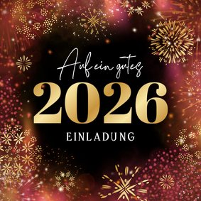 Firmen-Neujahrskarte Feuerwerk und Zahl in Gold