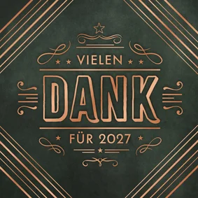 Firmen-Weihnachtskarte 'Danke' Art Deco Kupferdruck