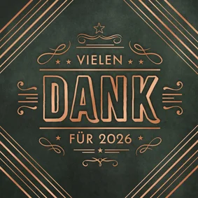 Firmen-Weihnachtskarte 'Danke' Art Deco Kupferdruck