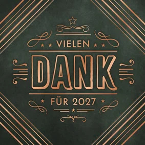 Firmen-Weihnachtskarte 'Danke' Art Deco Kupferdruck