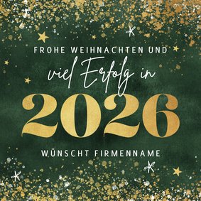 Firmen-Weihnachtskarte mit Jahreszahl in Goldlook