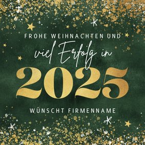 Firmen-Weihnachtskarte mit Jahreszahl in Goldlook