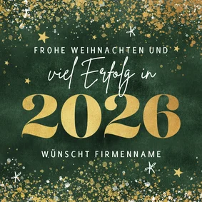 Firmen-Weihnachtskarte mit Jahreszahl in Goldlook