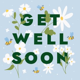 Florale Gute-Besserungskarte 'Get well soon' auf Englisch 