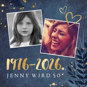 Foto-Einladung Geburtstag 50 Jahre Jahreszahlen in Gold