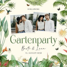Foto-Einladungskarte Gartenparty tropische Pflanzen 