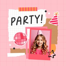 Foto-Einladungskarte Kindergeburtstag Scrapbook Discokugel