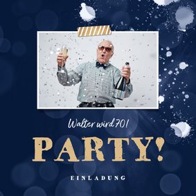 Foto-Einladungskarte zur Party dunkelblau