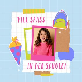 Foto-Glückwunschkarte Einschulung Scrapbook 