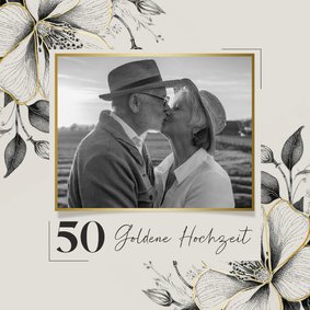 Foto-Glückwunschkarte vintage Blumen Hochzeitsjubiläum