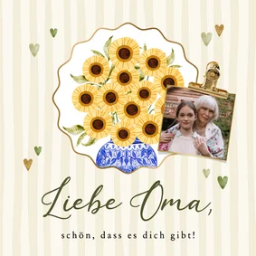 Foto-Grußkarte Oma Muttertag Blumenstrauß Streifen