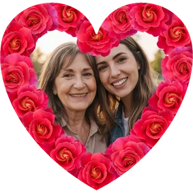 Foto-Herzkarte Muttertag Rahmen rote Rosen