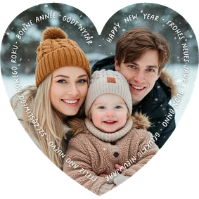 Foto-Herzkarte Neujahrswünsche Sprachen