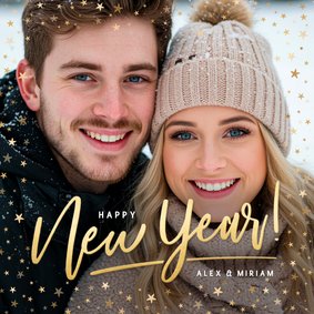 Foto-Neujahrskarte 'happy New Year' Sternchenrand