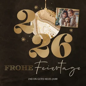 Foto-Weihnachskarte Marmor Christbaumkugel 2026 