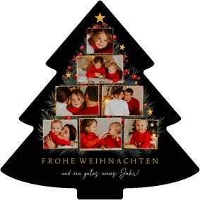 Foto-Weihnachtskarte Collage Weihnachtsbaum 