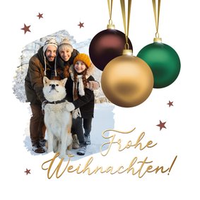 Foto-Weihnachtskarte drei Weihnachtskugeln