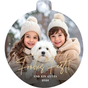 Foto-Weihnachtskarte 'Frohes Fest' Kugelform