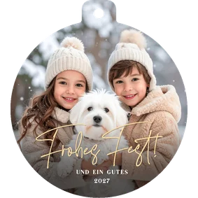 Foto-Weihnachtskarte 'Frohes Fest' Kugelform