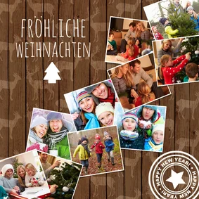 Foto-Weihnachtskarte mit 10 Fotos auf Holz