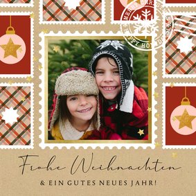 Foto-Weihnachtskarte nostalgische Briefpost mit Karos