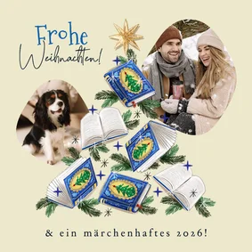 Foto-Weihnachtskarte Weihnachtsbaum aus Büchern