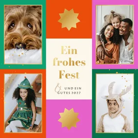 Fotocollage bunte Weihnachtskarte colorblocking