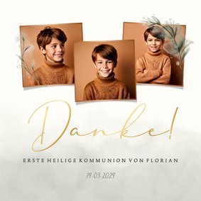 Fotocollage Dankeskarte Kommunion Zweige Aquarell