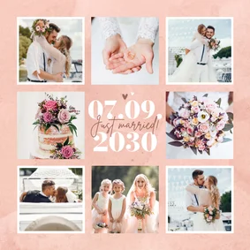 Fotocollage Dankeskarte rosa Aquarell Typografie