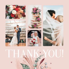 Fotocollage Danksagung 'Thank You' mit Trockenblumen