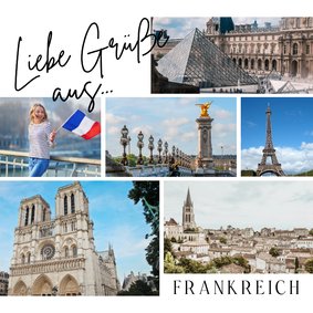 Fotocollage Frankreich Urlaubskarte mit 6 Fotos