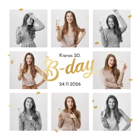 Fotocollage Geburtstagseinladung 'B-Day' 20. Geburtstag