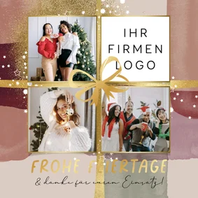 Fotocollage Geschenk Weihnachtskarte mit Logo Aquarell