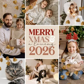 Fotocollage Karte für 6 Fotos und 'Merry XMAS' Gruß