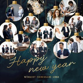 Fotocollage-Neujahrskarte geschäftlich Goldschrift