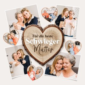 Fotocollagekarte Baumstamm Herz für die Schwiegermama
